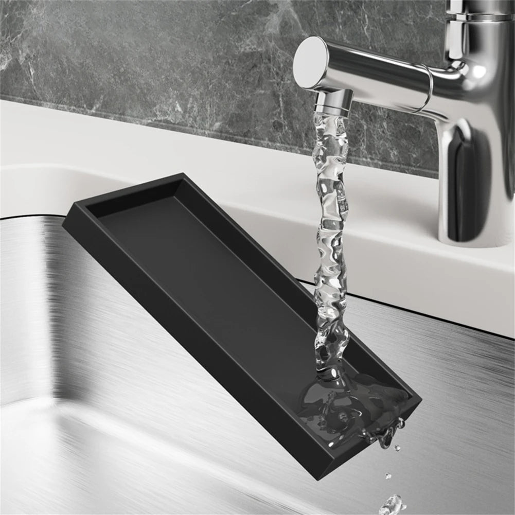 Silicone Bathroom Counter Tray – Vanity Organizer for Soap, Dispensers & Dressing Table Storage