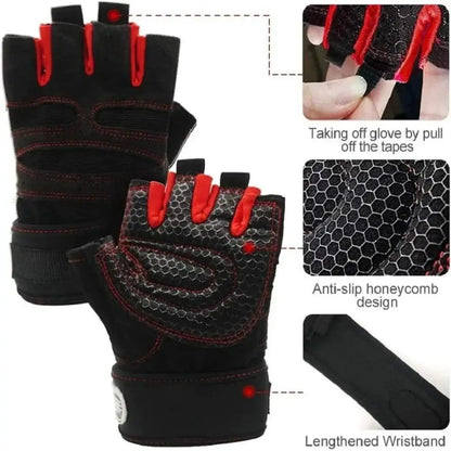 Gym Gloves - Shockproof Weightlifting & Fitness Gloves with Wrist Support for Men and Women