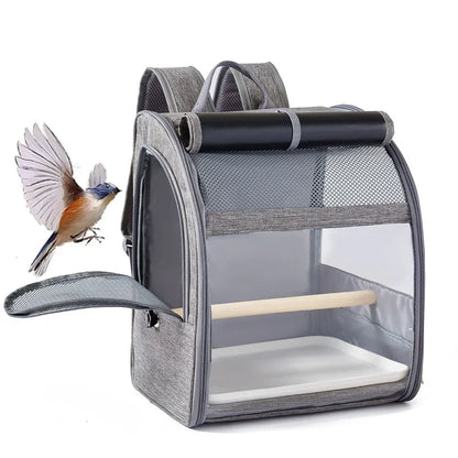Portable Bird Carrier Backpack - Breathable Travel Cage with Perch & Tray for Cockatiels, Parrots & Small Birds
