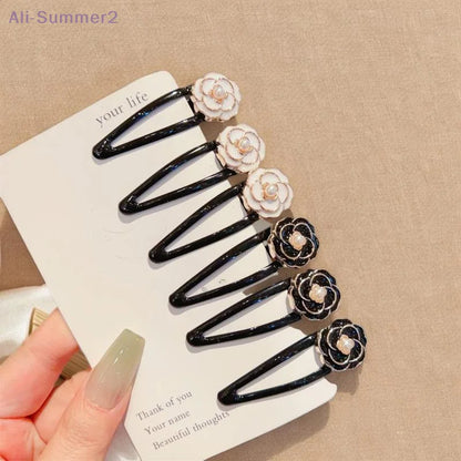 Elegant Camellia Hair Clips - 2/6PCS Floral Barrettes for Side Bangs & Stylish Hairstyles