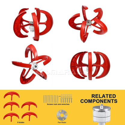 3000W Vertical Wind Turbine – 12V/24V/48V Small Windmill with 220V Output for Home & Farm, Includes MPPT Controller