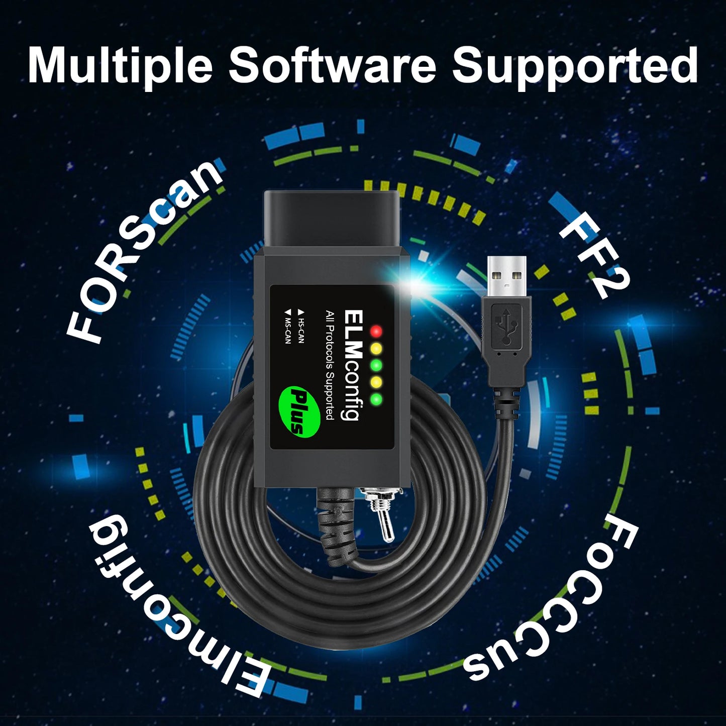 FORScan ELM327 USB OBD2 Scanner - HS CAN & MS CAN Diagnostic Tool for Ford Vehicles