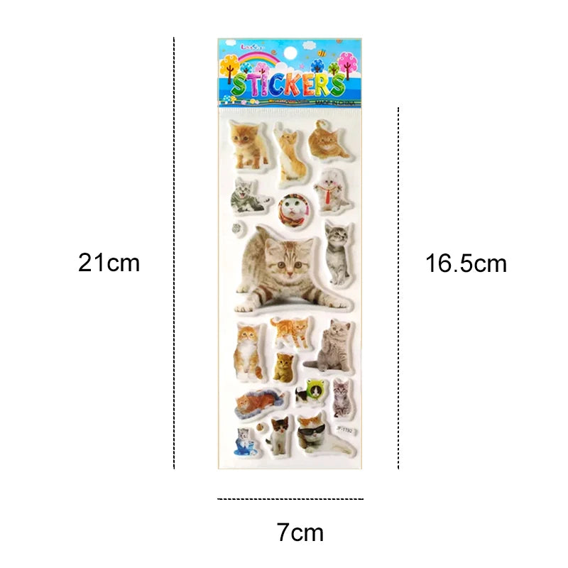 3D Dog & Cat Stickers 6 Sheets - Cute Pet Car Decals Scrapbook Reward Stickers for Kids Gifts