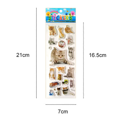 3D Dog & Cat Stickers 6 Sheets - Cute Pet Car Decals Scrapbook Reward Stickers for Kids Gifts