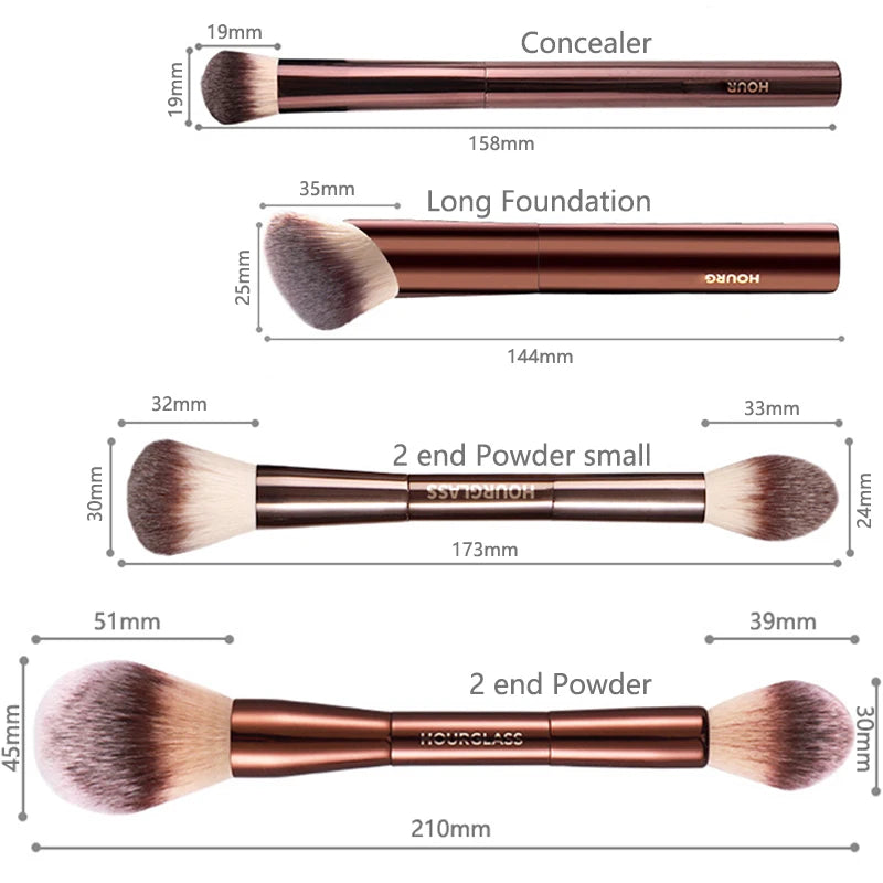 HG Pro Retractable Foundation Makeup Brush – Powder, Contour, Blusher & Highlight with Metal Handle