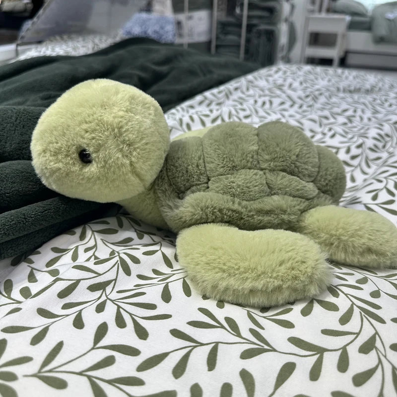 Realistic Tortoise Plush Toy — Soft Sea Turtle Stuffed Animal Doll with Keyring