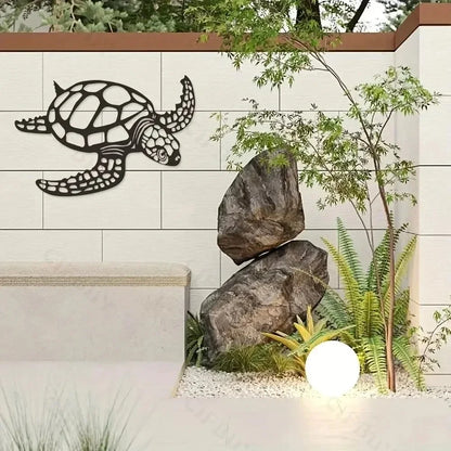 Metal Sea Turtle Wall Art – Beach-Themed Ornament for Indoor Living Room Decor & Wall Hanging