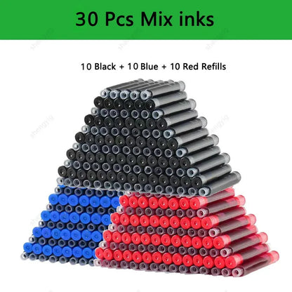 33PCS Kawaii Fountain Pen & Ink Set - Black Blue Red EF 0.38mm Replaceable Ink Pens for School Office Writing Supplies