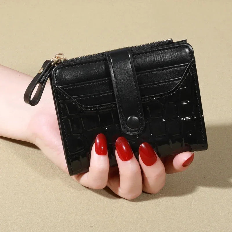 Elegant Women’s Multi-Card Wallet – PU Leather Double Zip Clutch Purse with Crocodile Pattern Storage Bag