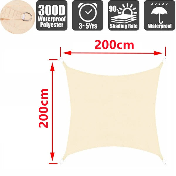 Outdoor Waterproof Sun Shade Sail – Rectangle Canvas Awning for Garden, Terrace, Pool & Car Sun-Shelter