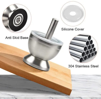 Stainless Steel Mortar & Pestle – Spice Grinder and Pill Crusher with Lid, Ergonomic Comfy Grip
