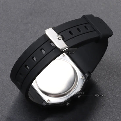 18mm Silicone Rubber Watch Strap for Casio - Soft Black Replacement Band for W800H, A158, A168, AE-1200, AE-1300, SGW-400, F91W, F84, F105W and F108W