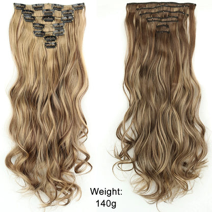 Women’s 7Pcs Hair Extensions with 16 Clips – Natural Black Straight Ombre Hairpiece