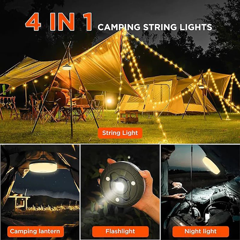4-in-1 LED Camping Lamp Strip – 10M Waterproof Light Belt for Tent, Room & Outdoor Garden Decoration