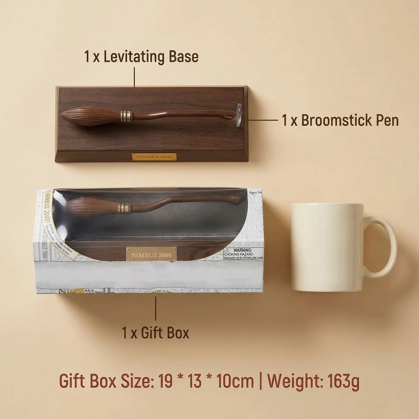 Nimbus 2000 Floating Broom Pen - Magnetic Levitating Ballpoint Pen, Desk Toy & Gift