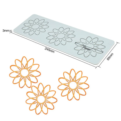 Various Leaves & Geometric Flower Silicone Cake Lace Mold — Cake Decorating Border Tool for Baking