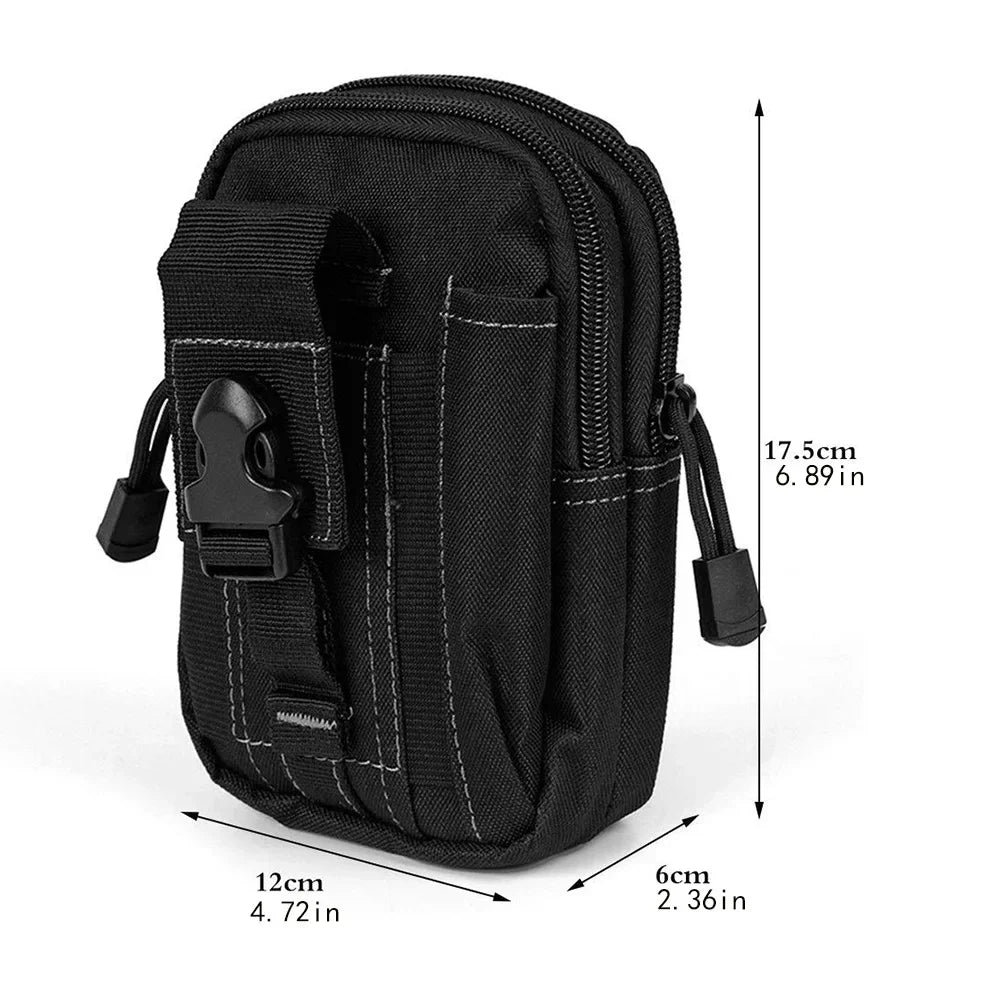 Unisex Tactical Cell Phone Holster – Universal Molle Hip Waist Belt Pouch, Wallet Case with Zipper for Phones