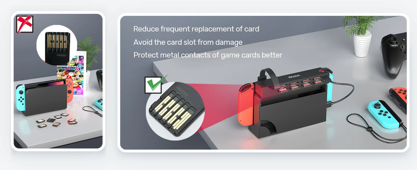 Unitek D1100A Game Card Reader for Nintendo Switch OLED — One-Button Multi-Game Switcher Adapter Accessory