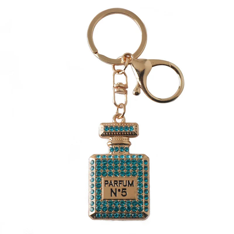 Creative Rhinestone Car & Bag Keychain — Full Diamond Perfume Bottle Pendant for Women’s Accessories