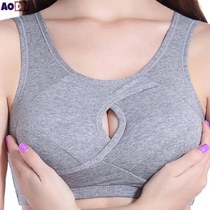 Plus Size Women’s Cotton Bra S-6XL – Sexy Hollow-Out Seamless Bralette with Removable Pads, Comfortable Gathered Underwear