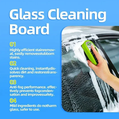 Car Windshield Glass Cleaner Kit – Oil Film Remover & Brush for Crystal Clear Front and Interior Windows (European Cars)
