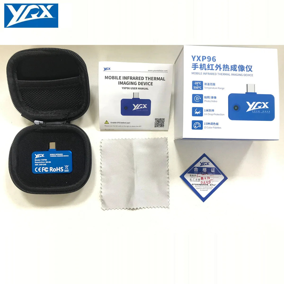 YXP96 Plug-In Thermal Imaging Camera - 96×96 Super Resolution 240×240 Infrared Imager for Android Phones with Type-C Connector