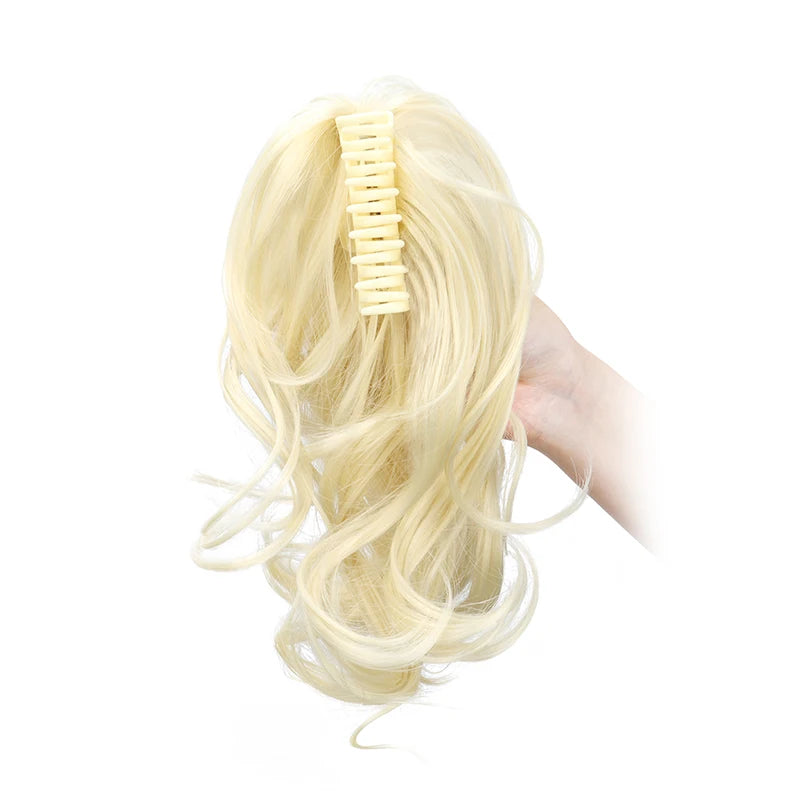 Synthetic 12-Inch Curly Claw Clip Ponytail – Short Ponytail Extensions for Women, Black Brown Blonde Hairpiece