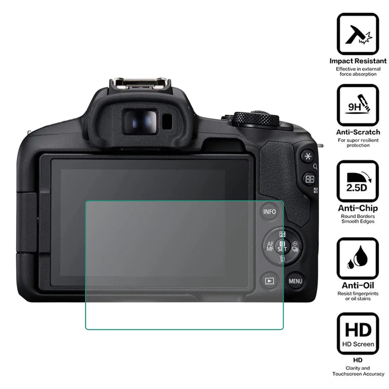 Tempered Glass Screen Protector for Canon EOS R Series – R/Ra/RP/R3/R5/R6 II/R7/R8/R10/R50 Camera Display Cover Film