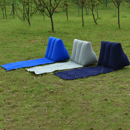 Foldable Inflatable Travel Mattress : Soft Beach Mat, Air Bed Chair, Camping Lounger with Back Pillow Cushion - Leisure Beaching Seat