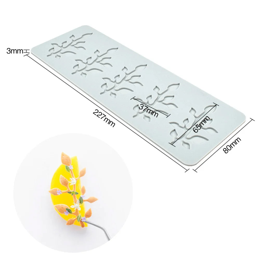 Various Leaves & Geometric Flower Silicone Cake Lace Mold — Cake Decorating Border Tool for Baking