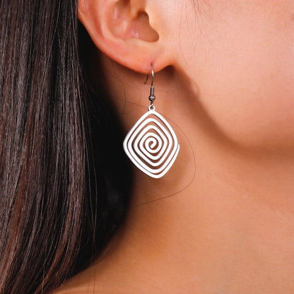 Skyrim Irregular Spiral Swirl Drop Earrings – Gold Stainless Steel Geometric Earrings for Women Trend Jewelry Gift