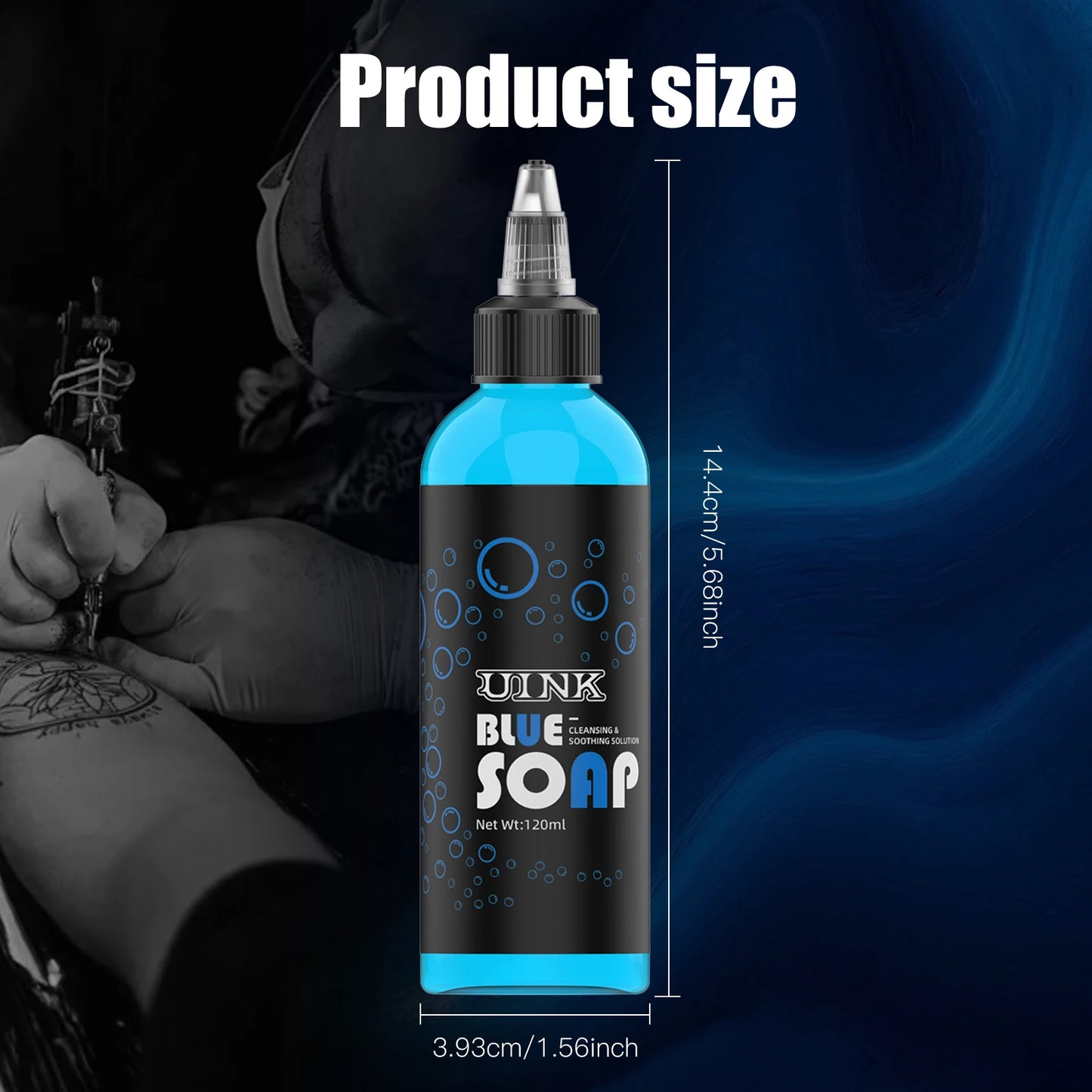 UINK Tattoo Blue Soap 120ml – Foaming Tattoo Cleaning Tool Kit for Beginners & Artists