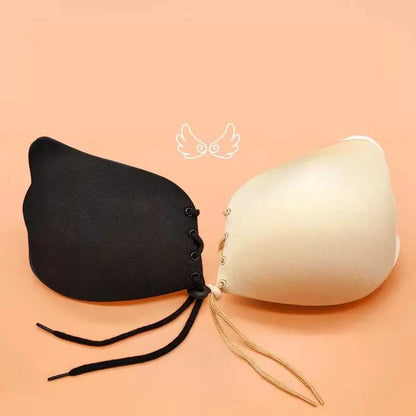 Invisible Pull Rope Bra with Anti-Protrusion Breast Patches – Backless Wedding Dress Underwear