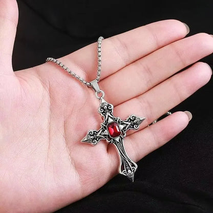 European & American Retro Gothic Cross Necklace – Unisex Hip-Hop Fashion Pendant for Men & Women, Street Style Trendsetter Jewelry Accessory