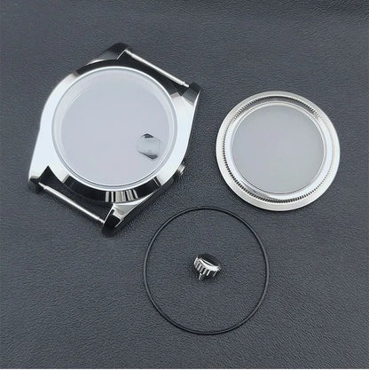 Neiton 36mm/39mm Silver Watch Case - Sapphire, Bevel Edge, 316L Stainless Steel for NH35, NH36, NH34 Movements