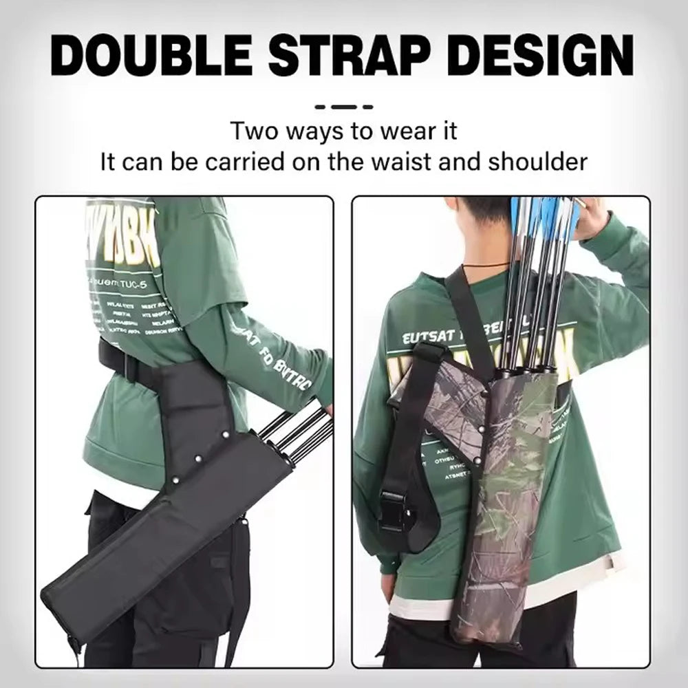 Archery 3-Tube Hip Quiver with Adjustable Belt – Arrow Carry Bag for Hunting & Target Shooting