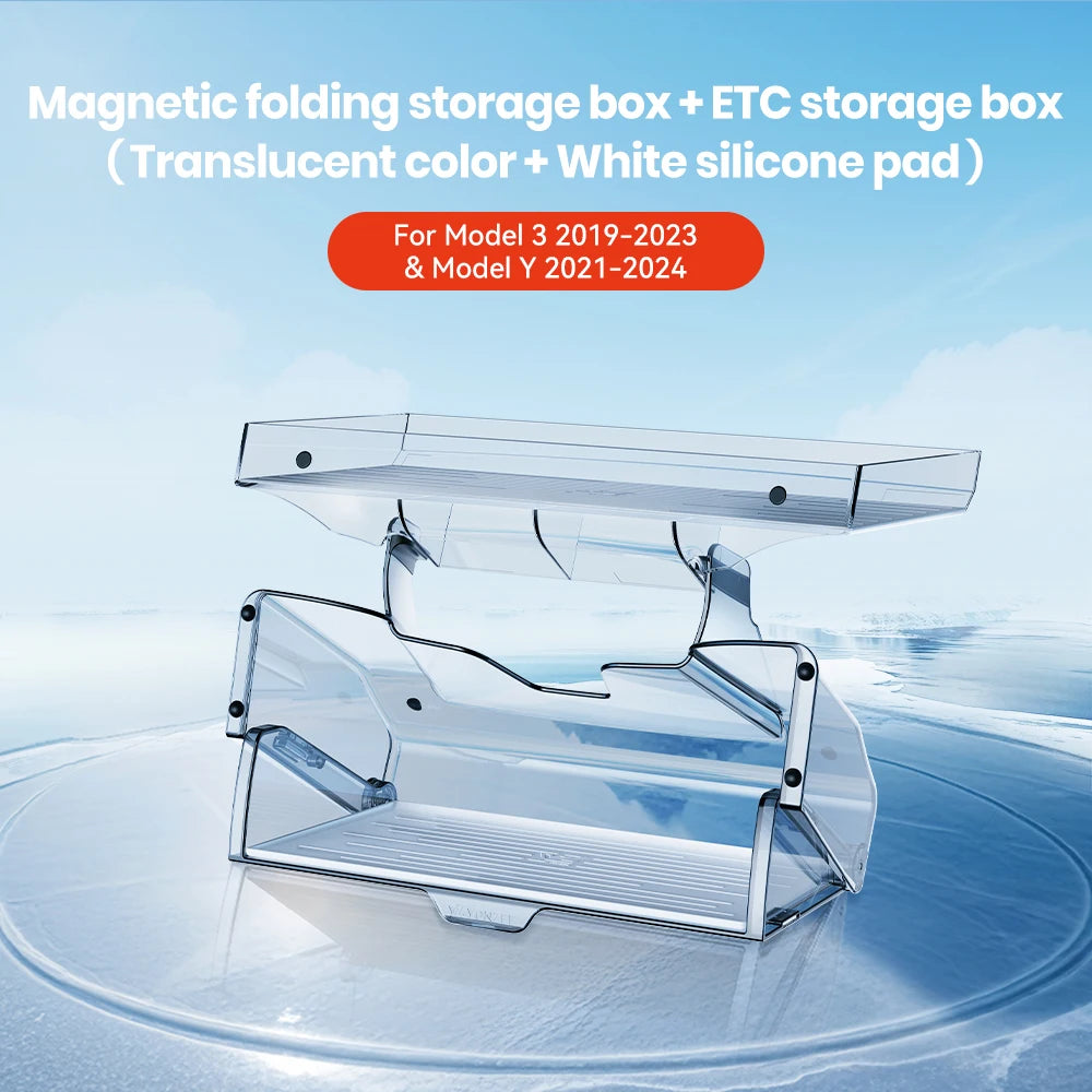 YZ Tesla Model 3/Y Highland Juniper Magnetic Under Screen Storage Box - Hidden Tray Organizer