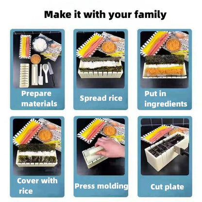 Multifunctional DIY Sushi Maker Set - Rice Circular and Square Mold, Japanese Cake Mold - Create Sushi and Lovely Cakes with Ease