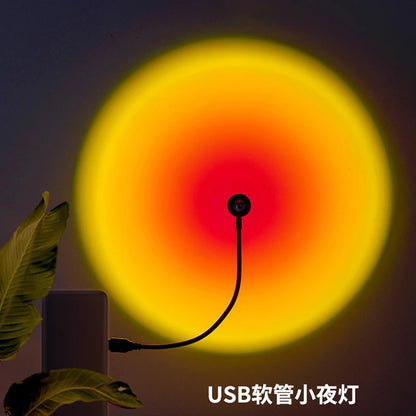 Sunset Projection Lamp USB Rainbow Night Light: Atmospheric Sunset for Photography & Live Wall Decoration - Perfect for Coffee Shops & Selfies