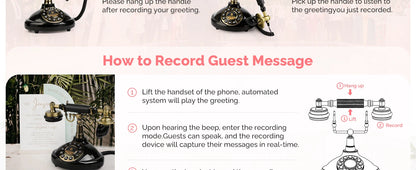 Vintage-Style Audio Guest Book Phone - Voicemail Recorder for Weddings, Graduations, Retirements, Birthdays & Baby Showers