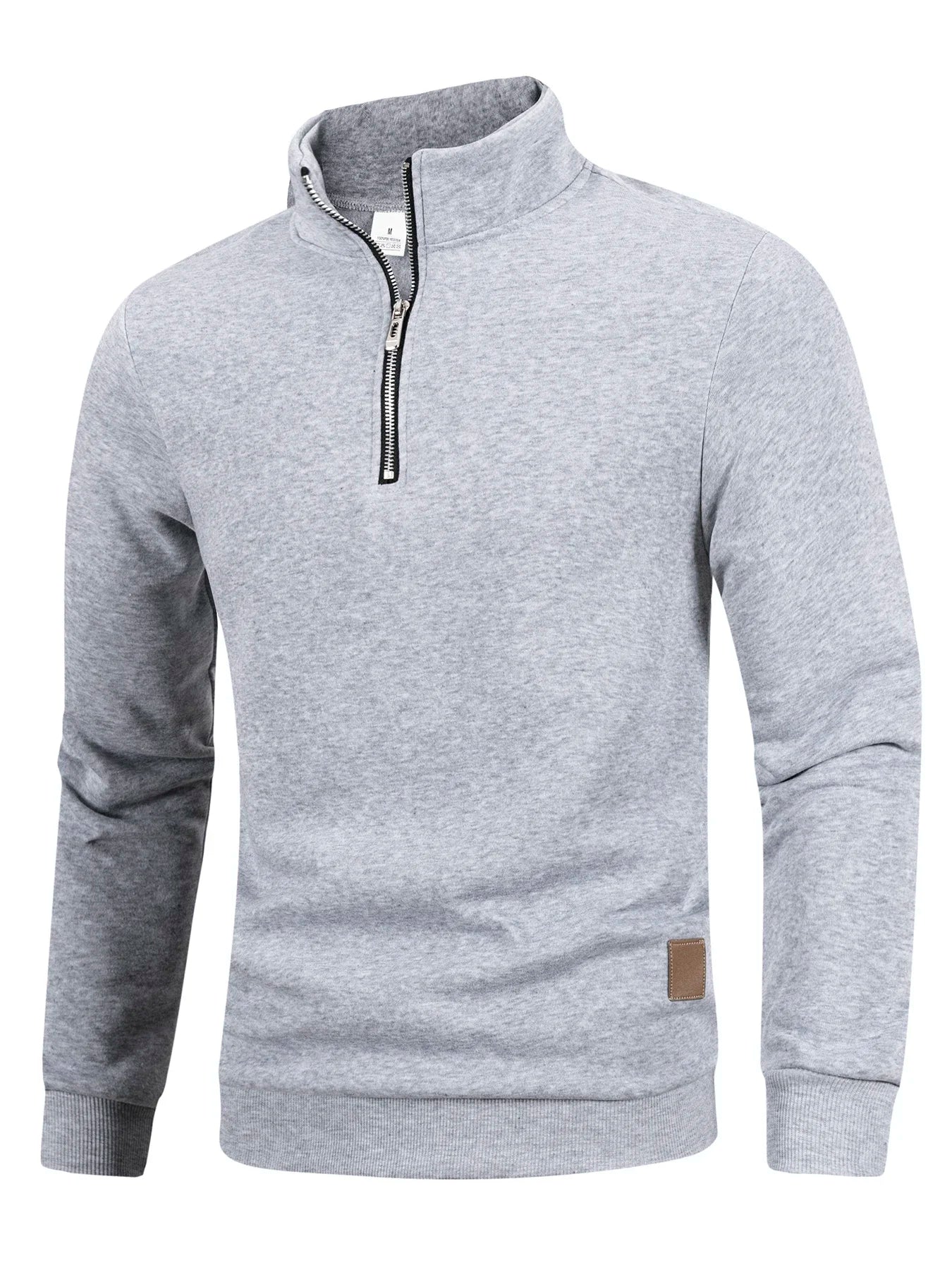 Men's Autumn Zipper Turtleneck Sweater - Solid Color Long Sleeve Warm Casual Pullover Sweatshirt Top