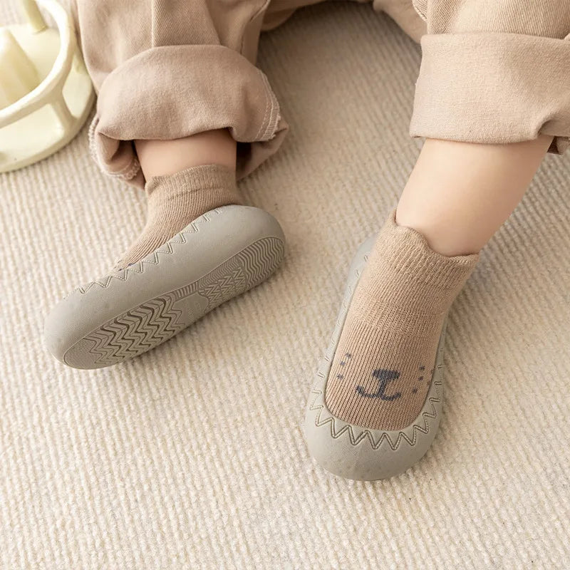 Newborn Baby Shoes — Embroidered Nonslip Socks & Soft Rubber Sole Booties for Boys & Girls
