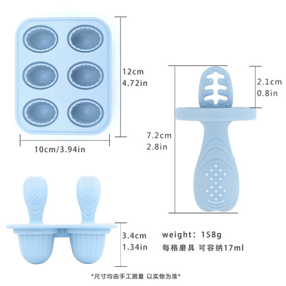 4/6 Cavity Baby Teething Ice Cream Mold – Silicone Freezing Milk Popsicle Stick Maker for DIY Homemade Summer Treats & Kitchen Use