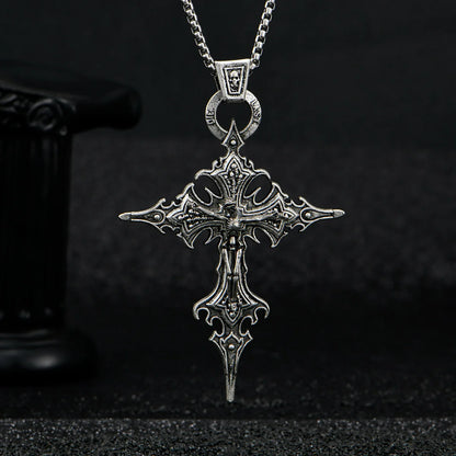 Retro Gothic Skull Cross Necklace - Personalized Halloween Pendant Jewelry for Men and Women