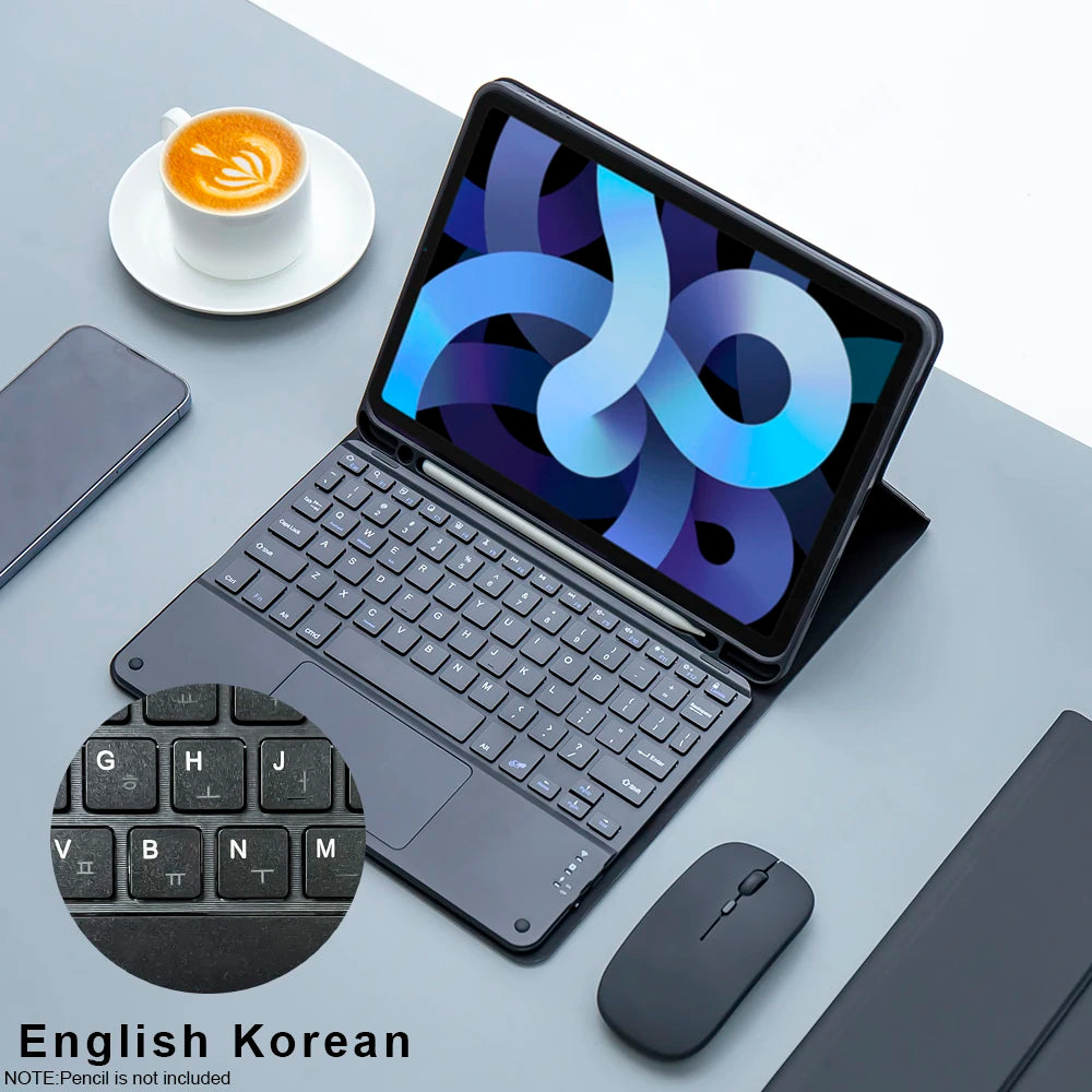 Magic Keyboard & Wireless Mouse Case for iPad — Compatible with iPad 9th Gen, 10.2-inch (7th/8th), iPad Pro 11 M4, Air M3, and Air 4/5 10th Gen
