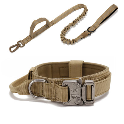 Durable Nylon Pet Dog Collar & Leash Set – Reflective Tactical Training Collar for Large Dogs