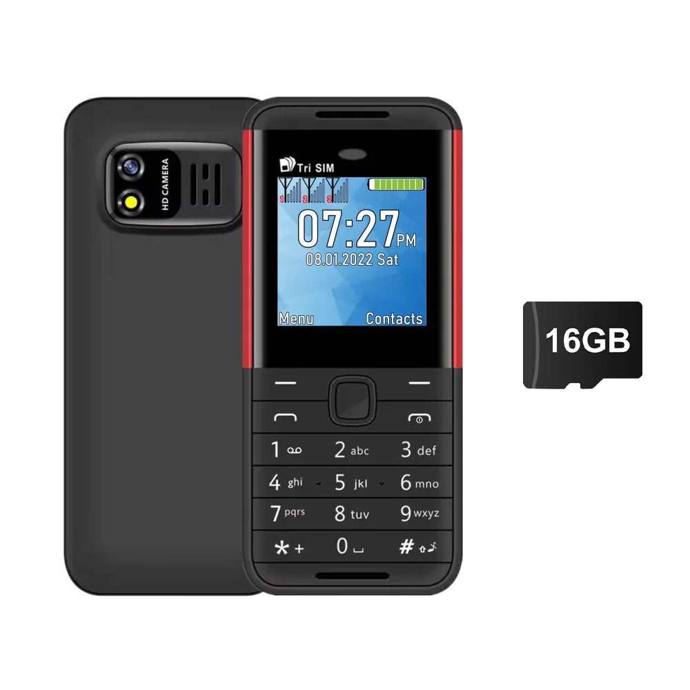 SERVO BM5310 Mini Mobile Phone — 3 SIM Card, 3-Standby, Auto Call Recorder, Bluetooth, Speed Dial & Magic Voice, 1.3" Compact Phone