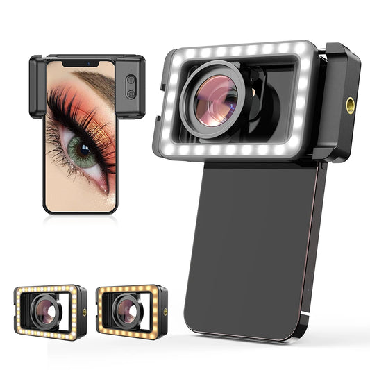 APEXEL 4K HD 15X Macro Lens Kit with LED Fill Light for iPhone, Samsung & All Smartphones