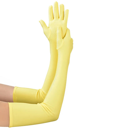 52CM Women’s Elegant Spandex Long Gloves – Thin Soft Stretch Sun Protection Gloves for Stage Performance, Driving, Riding & Cosplay Party Wear