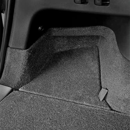 Futhope Car Trunk Side Storage Box for Tesla Model Y 2018-2024 – Hollow Cover Organizer with Flocking Mat & Partition Board